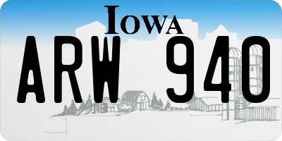 IA license plate ARW940