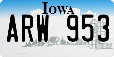 IA license plate ARW953