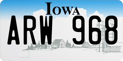 IA license plate ARW968