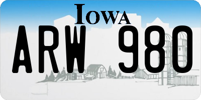 IA license plate ARW980