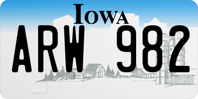 IA license plate ARW982