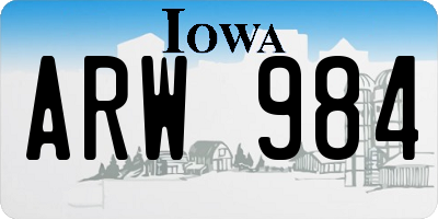 IA license plate ARW984