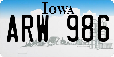 IA license plate ARW986