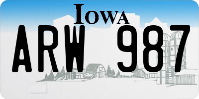 IA license plate ARW987