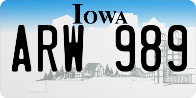 IA license plate ARW989