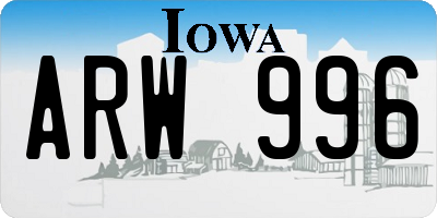 IA license plate ARW996
