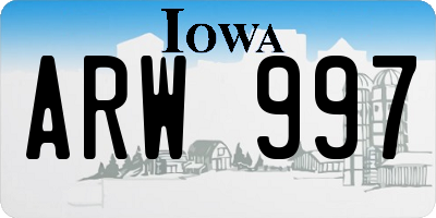 IA license plate ARW997