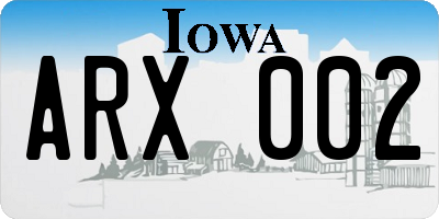IA license plate ARX002