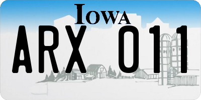 IA license plate ARX011