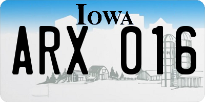IA license plate ARX016