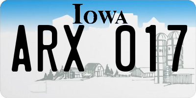 IA license plate ARX017
