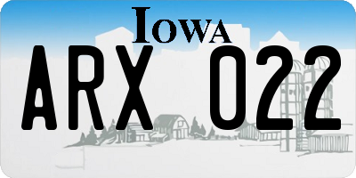 IA license plate ARX022