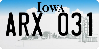 IA license plate ARX031