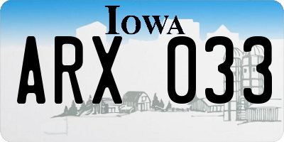 IA license plate ARX033