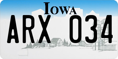 IA license plate ARX034