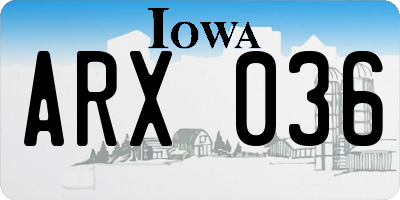 IA license plate ARX036