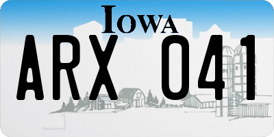 IA license plate ARX041