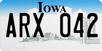 IA license plate ARX042