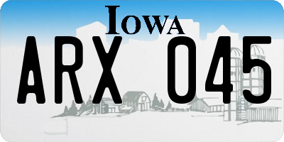 IA license plate ARX045