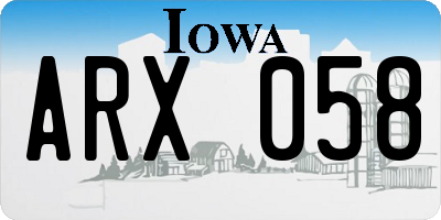 IA license plate ARX058