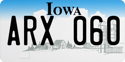 IA license plate ARX060