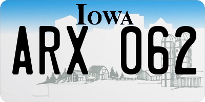 IA license plate ARX062