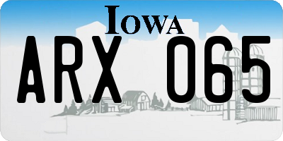 IA license plate ARX065