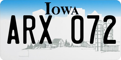 IA license plate ARX072