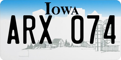 IA license plate ARX074