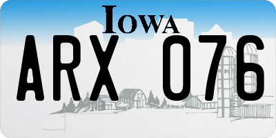 IA license plate ARX076