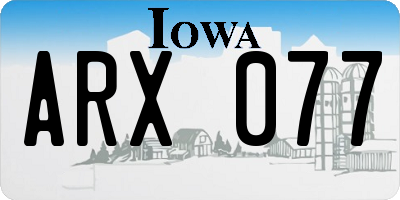 IA license plate ARX077
