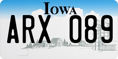 IA license plate ARX089