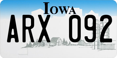 IA license plate ARX092