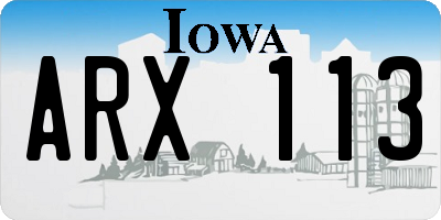 IA license plate ARX113