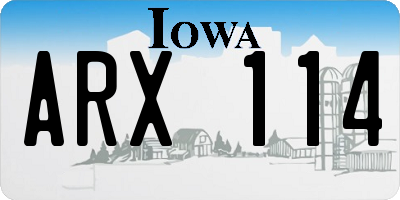 IA license plate ARX114