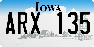 IA license plate ARX135