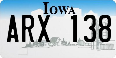 IA license plate ARX138