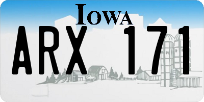 IA license plate ARX171