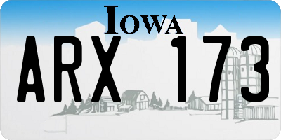 IA license plate ARX173