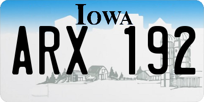 IA license plate ARX192