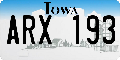 IA license plate ARX193