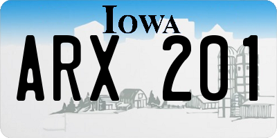 IA license plate ARX201