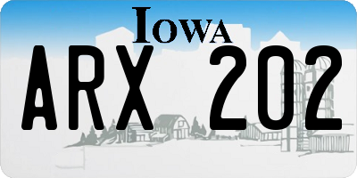 IA license plate ARX202