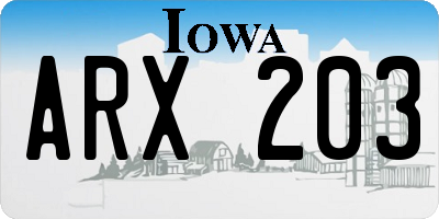 IA license plate ARX203