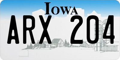 IA license plate ARX204
