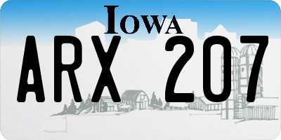 IA license plate ARX207