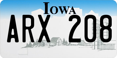 IA license plate ARX208