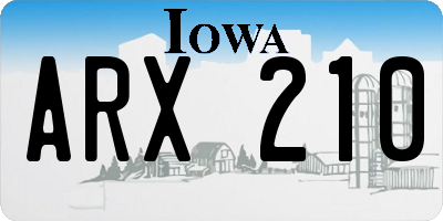 IA license plate ARX210