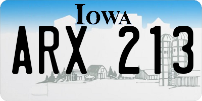 IA license plate ARX213