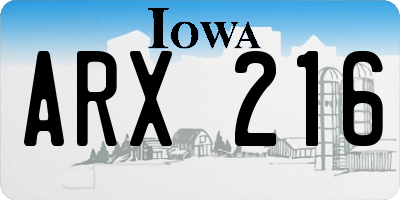 IA license plate ARX216
